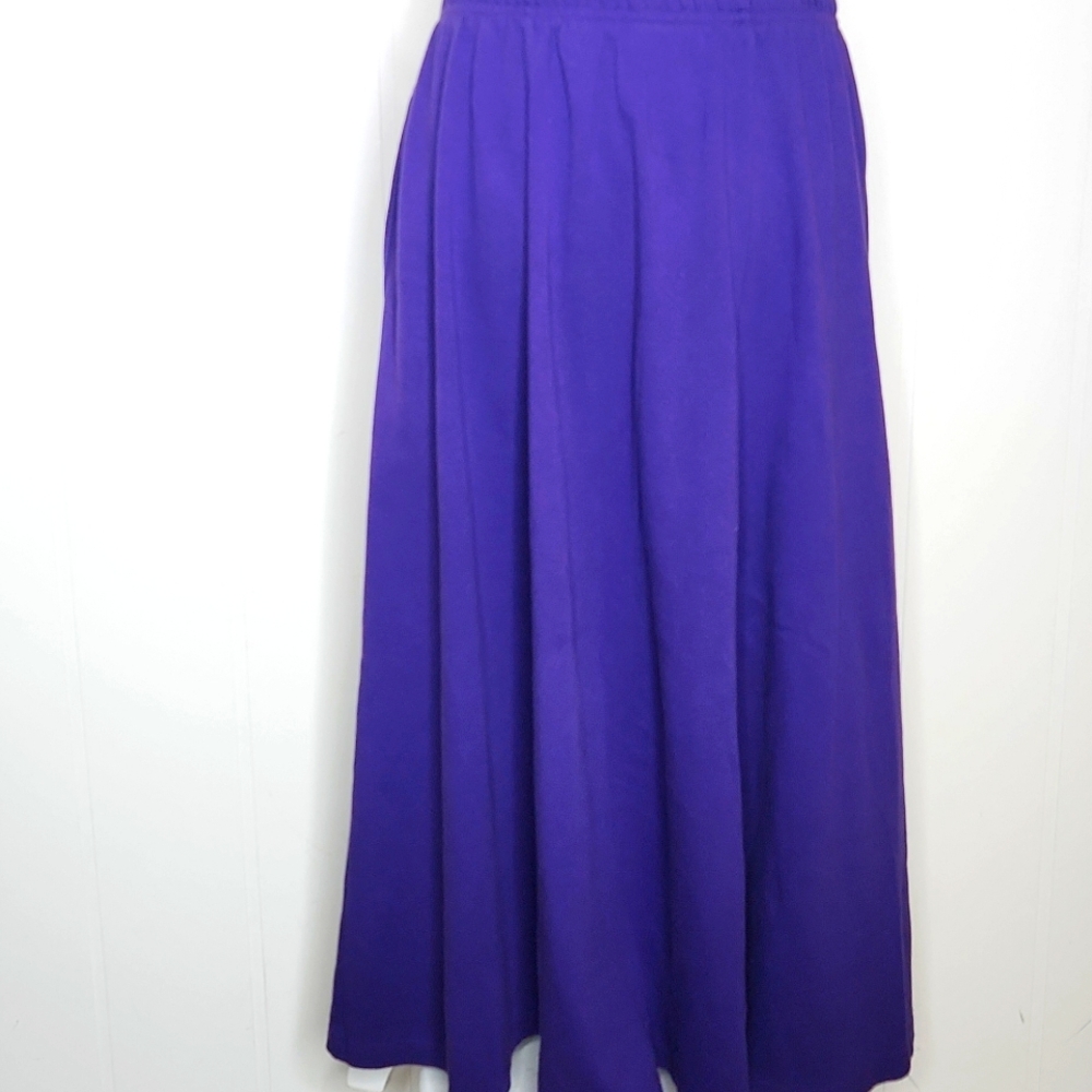 Vintage Lands End purple flowy full- length jersey knit casual Whimsy maxi skirt